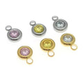 Stainless Steel Round Pendant with Rhinestone Zircon Jewelry Making Accessories Crimp & End Beads