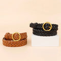 Custom Personalized Women Woven Thin Girls Braided Belts Cow Leather Lady Dress Chain Belt Casual Webbing Strap Belt