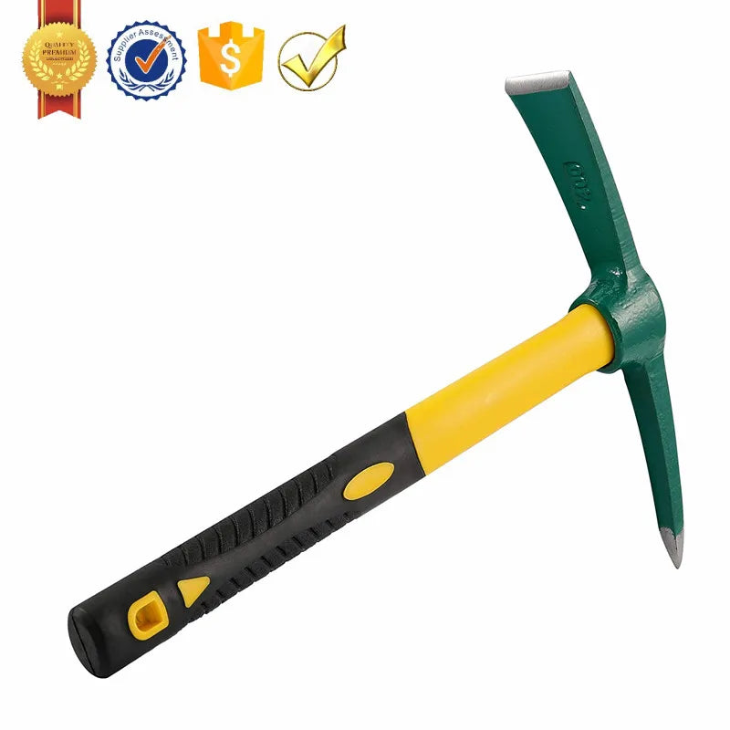 PM03A Heavy Duty Forged Weeding Pickaxe With Shock Absorption Ruber Handle Pick Mattock Hoe for Digging