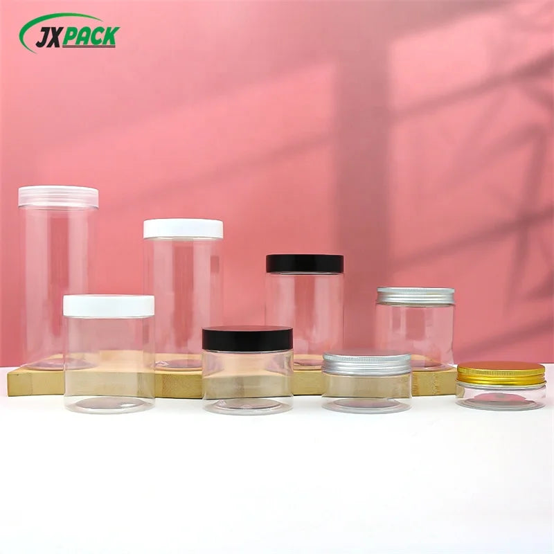 Food Packaging Plastic Cream Jars 50/80/100/120/150/180/200/250/300/400/500ml Sealed PET Containers Candy for Cookies Chocolate