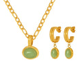 Chinese Factory Crystal Natural Stone Pendant C Shape Earrings Stainless Steel Earrings Necklace Jewelry Sets