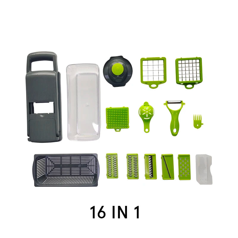 16 in 1 Household Kitchen Multi-functional Vegetable Cutter Portable and Easy to Clean Slicer Slicer Dicing Grater