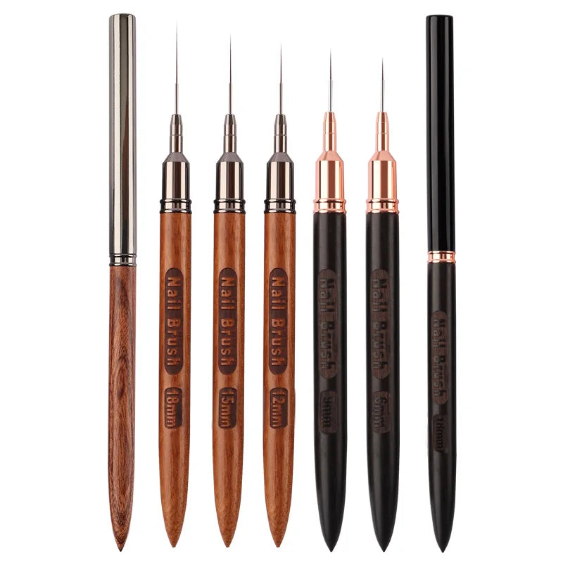 Professional Nail Salon Beauty Pen Nail Art Liner Brush Nail Polish Pen Set with Different Size 6/9/12/15/18MM