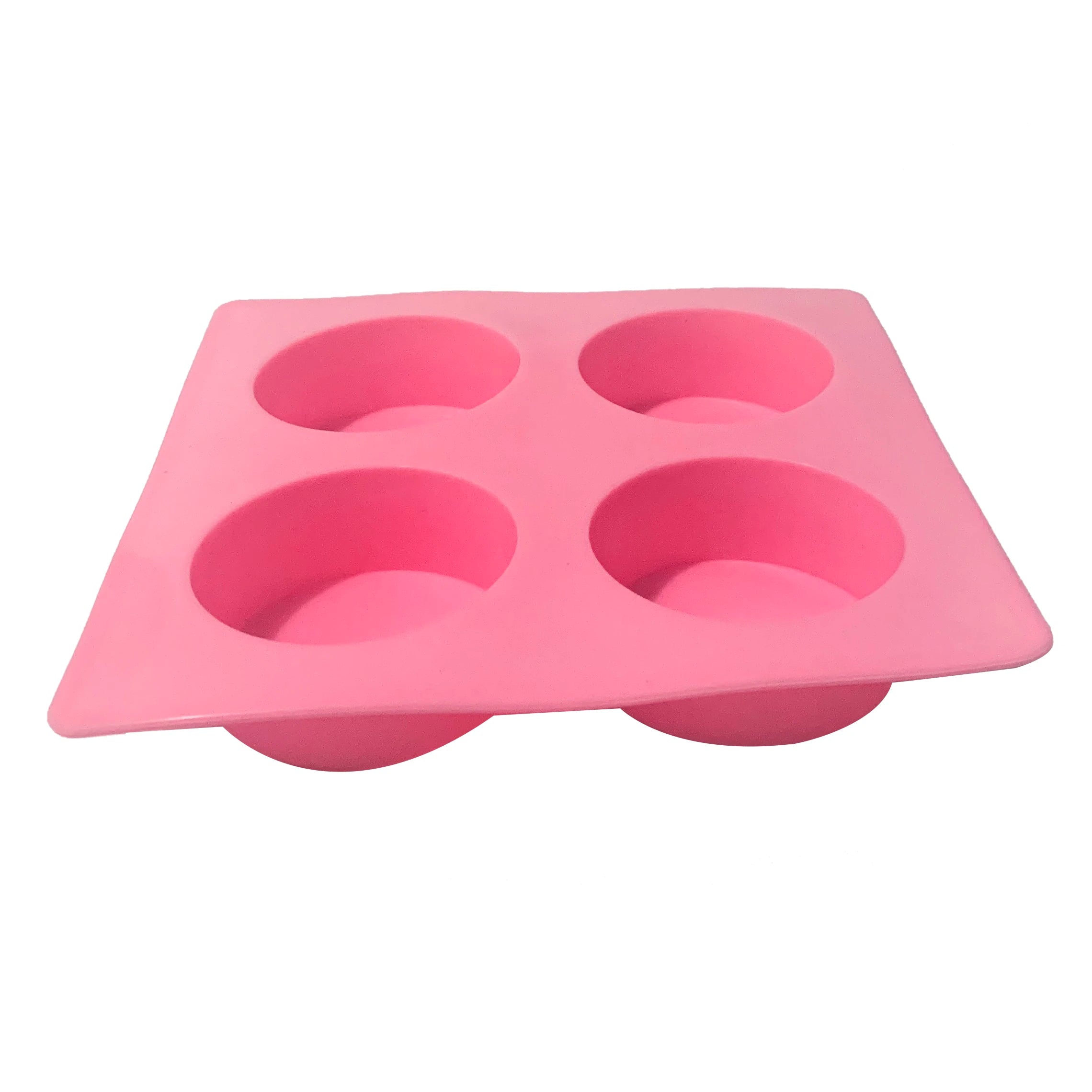Round Silicone Soap Mold 4 Cavity 2.8" Silicone Molds for Loofah Soap Making Candle Cake Muffin Baking