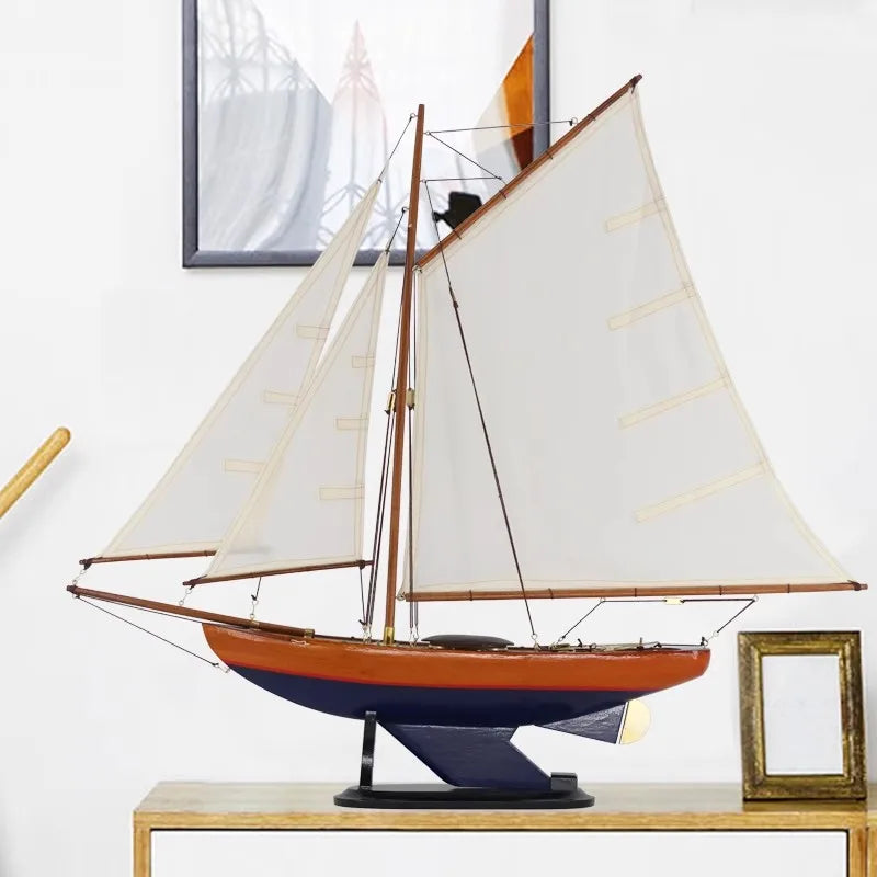 Modern Nautical Home Decor Gift Customizable America's Cup Bermuda Columbia Handcrafted Sailboat Model Ship with Your Logo
