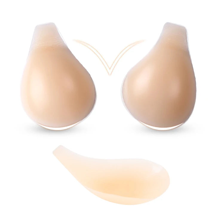 Seamless Shaping Breathable Front Closure Wire Free Breast Push up Strapless Adhesive Invisible Lifting Silicone Bra