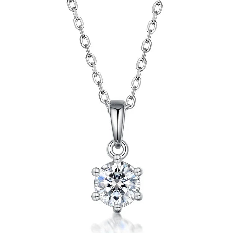 Simple Fashion Rhodium Plated Necklace Pendant Classic 925 Silver Moissanite Pendant