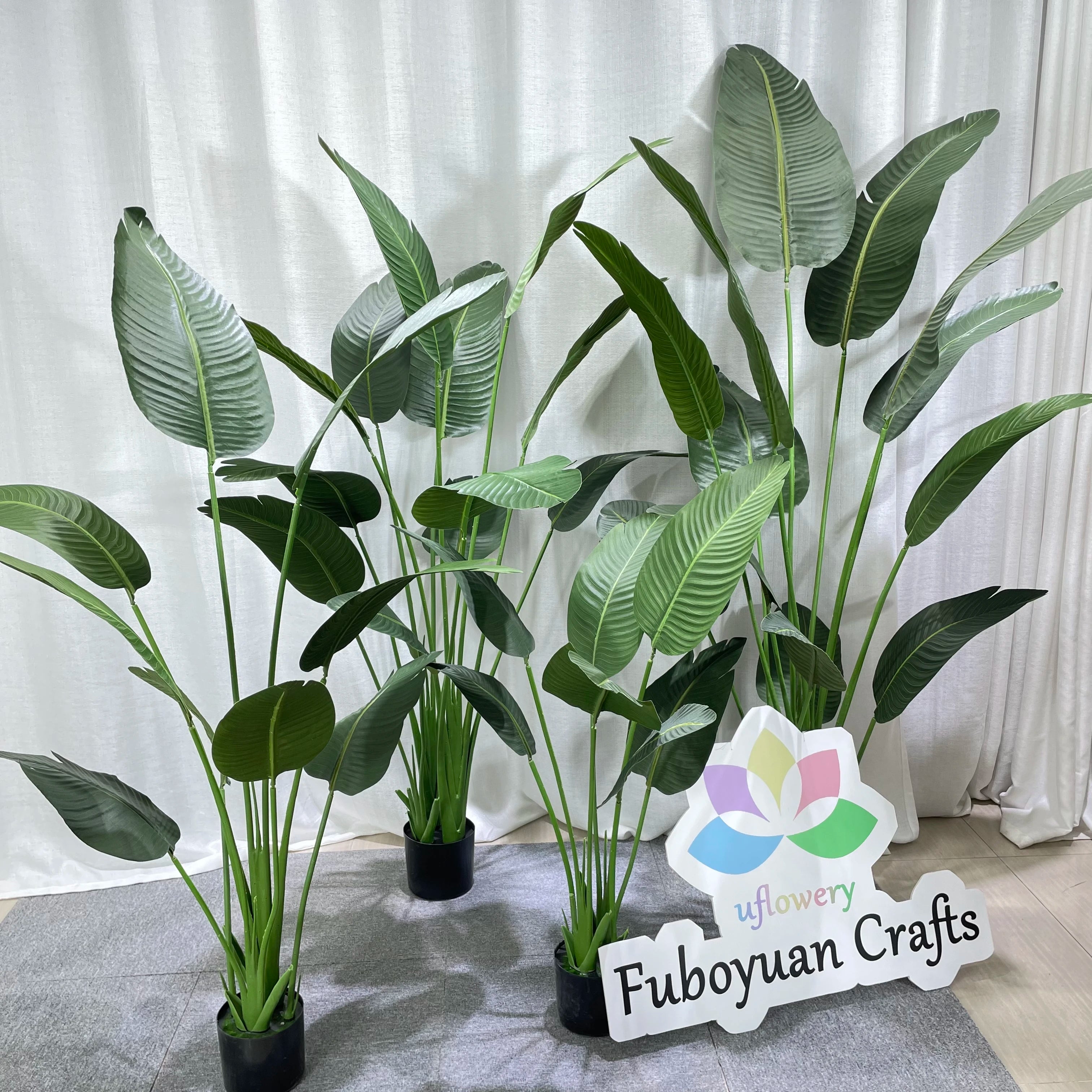 E2 Indoor Plant Decor Bonsai Tree Artificial Bird of Paradise Traveler Ravenala Fake Banana Leaves Green Plant Tree in Travel