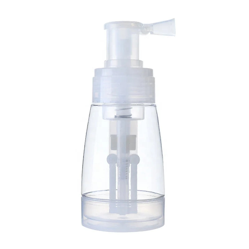 clear PET Lockable Glitter Sprayer 180ml Plastic Cosmetic Dry Shampoo Spray Powder Bottle with Pump Dispenser Nozzle