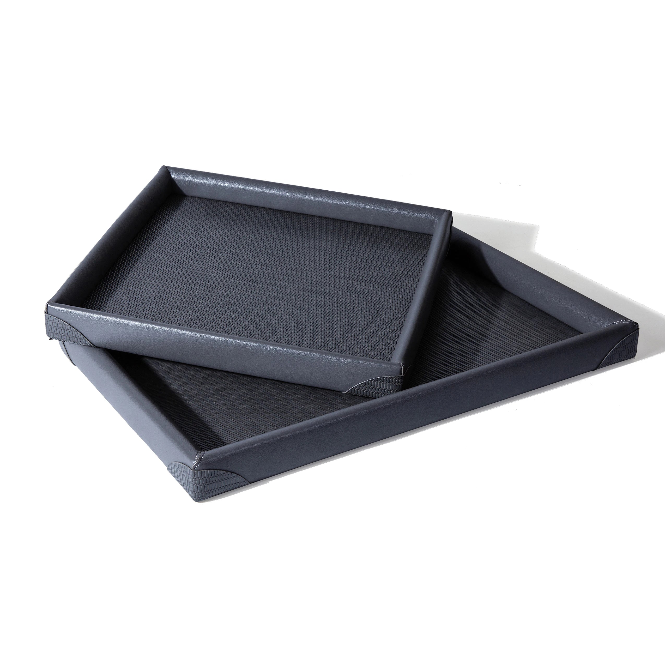 Luxury square Leather Tray Hotel Wedding Coffee European Home Decoration Jewelry Tray Fish Scale Texture Wooden Tray Serving