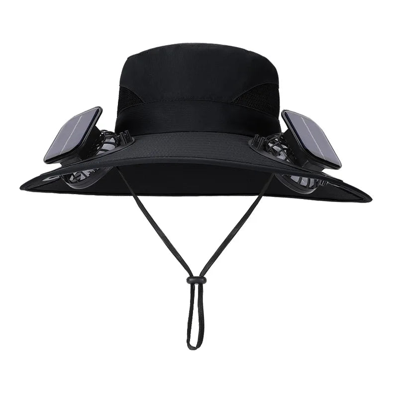 Wholesale Fashionable Waterproof Fishing Cap Outdoor Bucket Hat with Solar Fan