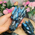 Healing Crystals Machine Engraving Natural Quartz Labradorite Dragon Head Skulls Crystal Crafts for Feng Shui