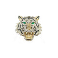 Crystal Rhinestone Brooch Three-dimensional Animal Brooch Roaring Tiger Brooch for Women