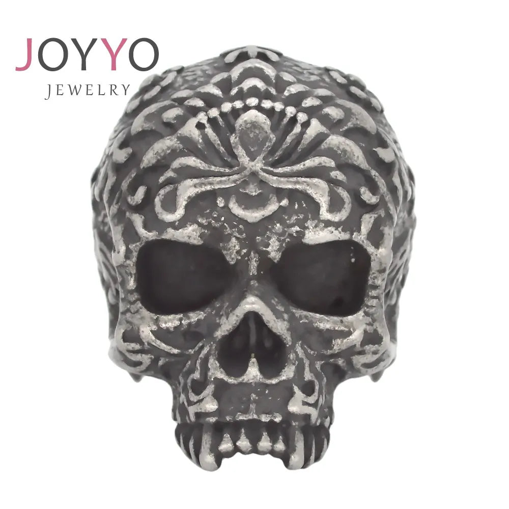 Biker Jewelry Hot Sale Soldier Ancient Sliver Plated Skull Biker Punk Gothic Men Matte Oxidized Stainless Steel Motorcycle Ring