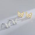 Cute Design S925 Sterling Silver CZ Butterfly Horse Eye Stone Stud Earrings 925 Silver Jewelry for Women RE3234