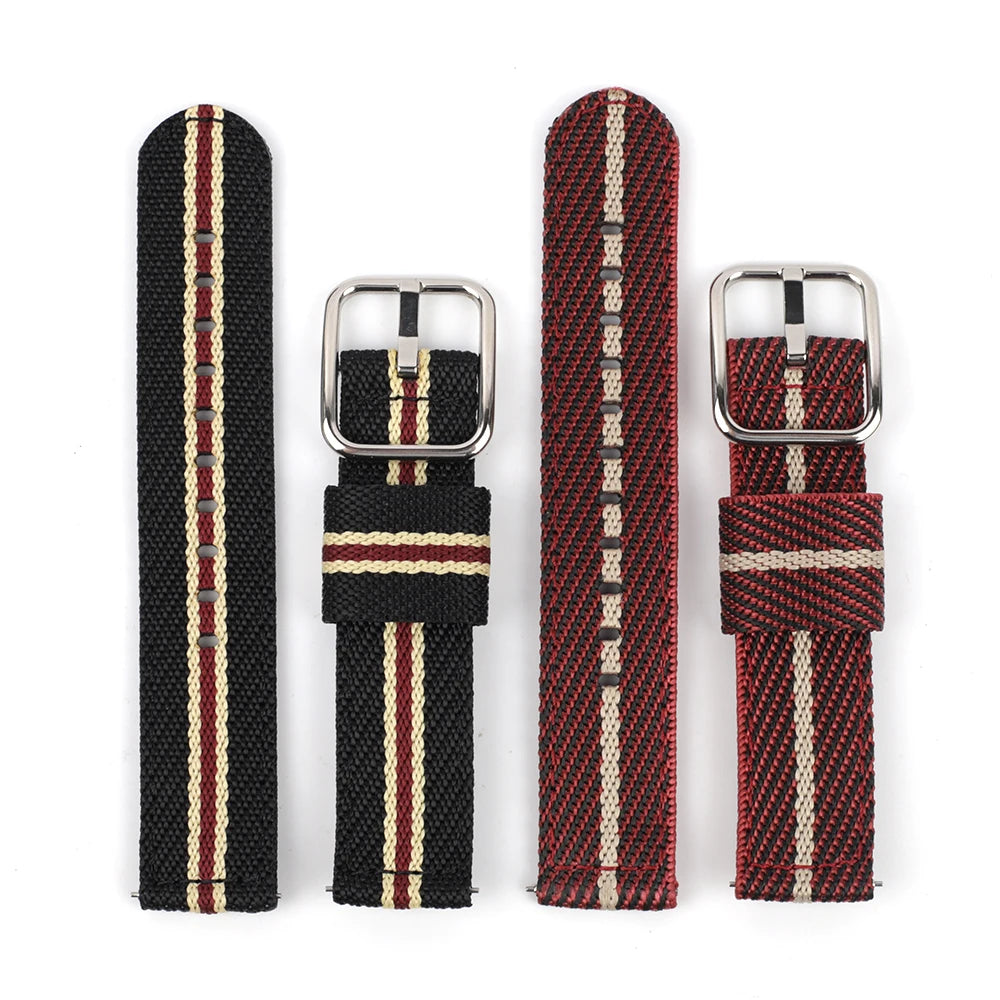 20mm 22mm Two Piece High Density Nylon Watch Straps with Quick Release Bars Men Replacement Bracelet Watch Accessories