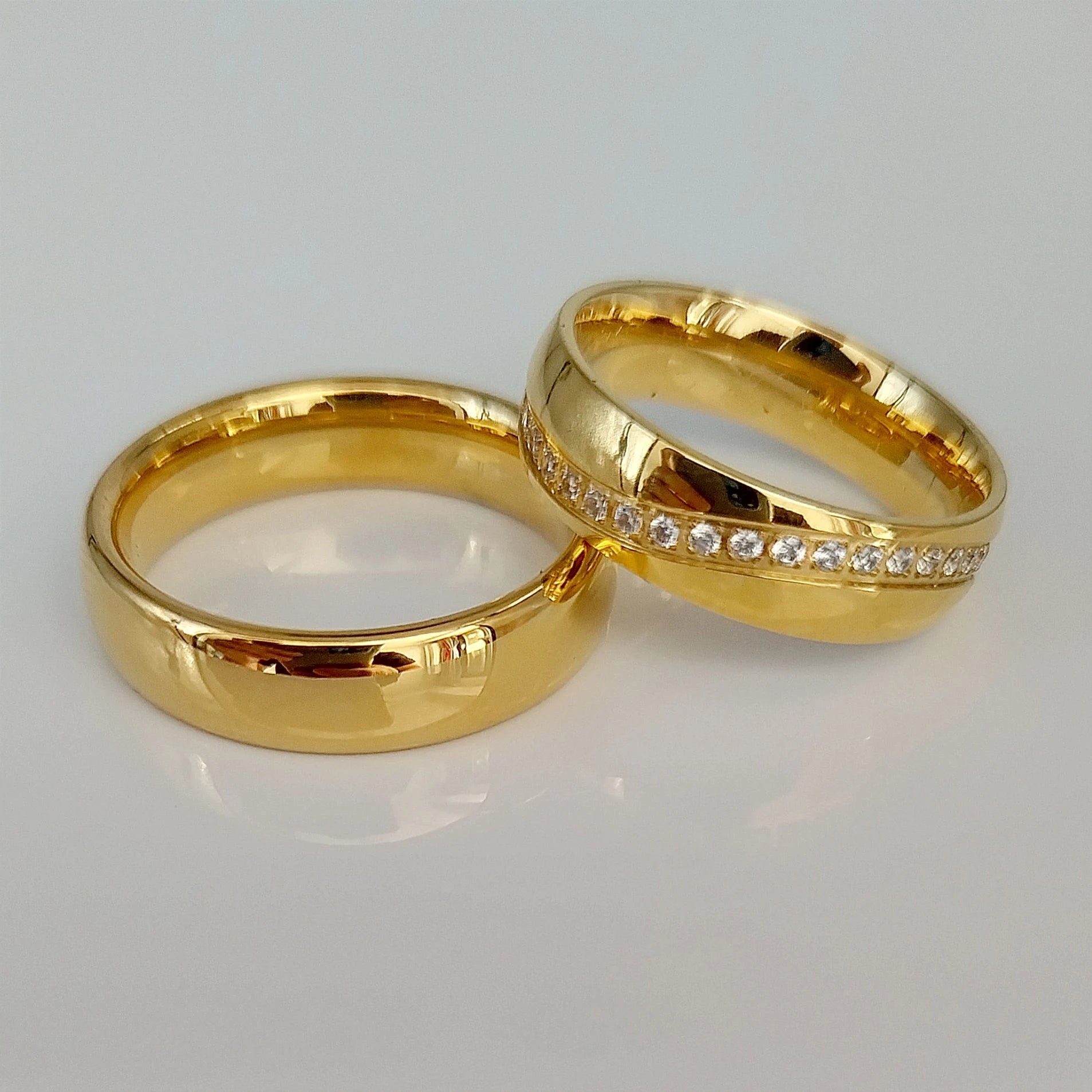 Cz Diamond 18k Gold Plated Couple Wedding Rings for Men and Women Anel Ouro Bague En or Anillos De Oro Goldringe Ringar Ringen
