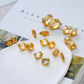 Trendy Women's Stainless Steel Hoop Earrings 14K 18K Gold Plated Zircon Statement Huggie Jewelry