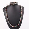New Fashion Natural Stone 5x8mm Beads Elastic Bracelet Stainless Steel OT Clasp Necklace Jewelry Set Women