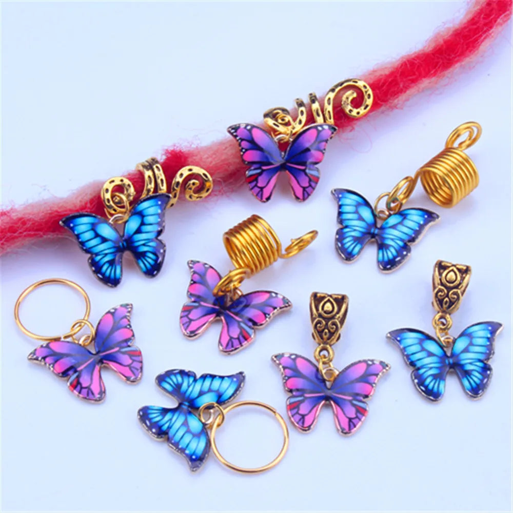 Top Quality African Hair Braid Metal Butterfly Hair Dread Bead Dreadlock Cuffs Jewelry Decoration Accessories