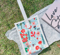 Girls' Kawaii Tote Bag Waterproof Fully Printed PVC Medium Folding Summer Gift Bag with Colorful Flowers Printing
