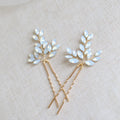 SLBRIDAL 3 Colors Alloy Opal Crystal Wedding Hair Pin Stickers Bridal Hair Piece Accessories Women Bridesmaids Hair Jewelry MegaBDM