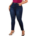 Four Season Straight Stretchy Dark Blue Women's Jeans Casual Soft Comfortable Skinny Pencil Pants Oversize Full Length Denim Mom