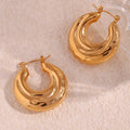 Dreamshow Minimalist Ocean Swirl Hollow Out 18k Gold Plated Hoop Earring Tarnish Free & Water Proof Jewelry