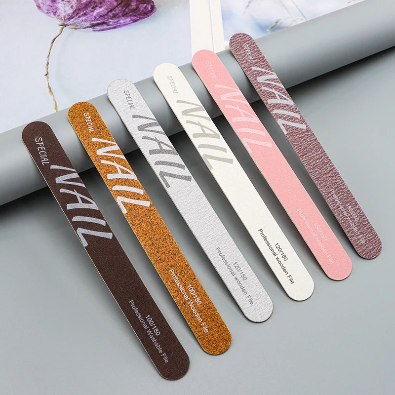 High Quality Nail Professional Ultra Thin Polishing Nail Repair Rubbing Strip Washable Wooden Nail File
