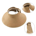 24 Colors Breathable Bowknot Ponytail Beach Paper Straw Hat UPF 50+ Sun Summer Wide Brim Foldable Straw Visor Hat Women