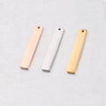 Stainless Steel Stamping Blank Long Square DIY Custom Engraved Jewelry 6*35MM Geometric Bar Charm Pendant