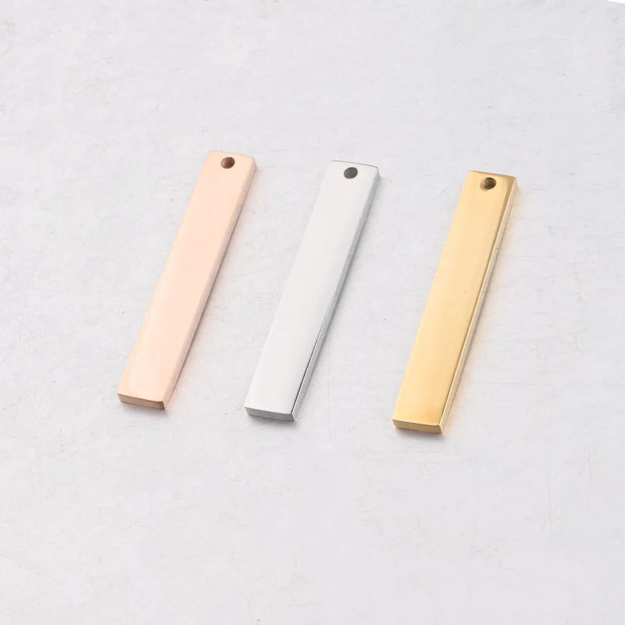 Stainless Steel Stamping Blank Long Square DIY Custom Engraved Jewelry 6*35MM Geometric Bar Charm Pendant