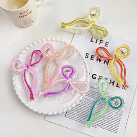 New Arrival Simple Fashion 13CM Large Bow Hair Claw Clips Girls Summer Plastic Shark Clips Sweet for Women Hair Accessories