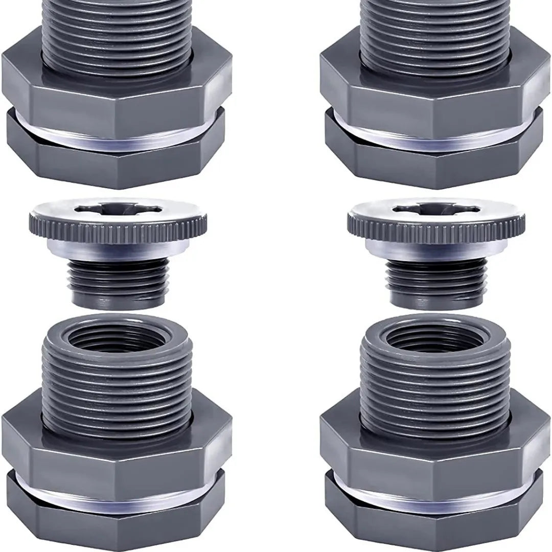 3/4-Inch PVC Aquarium Tank Connector with Plug Durable Threaded Fish Tank Accessory Eco-Friendly Exported Product