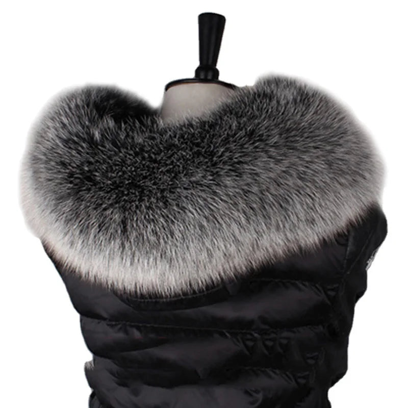 Custom Made Detachable Fox Fur Collar Big Fox Fur Collar Trim for Hood
