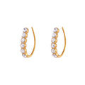 Customized New  Hypoallergenic Quality Women Fashion Stainless Steel Gold Imitation Pearl Zircon Earring for Ladies Hook Earring
