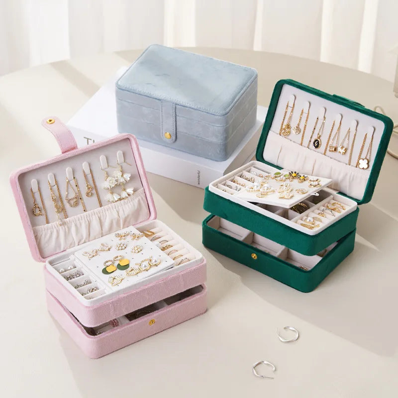 Creative Multi-layer Cosmetic Jewelry Box Earring Necklace Jewelry Organizer case Pu Leather Multi-function Jewelry Storage Box