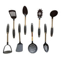 8pcs Black Stainless Steel Kitchen Utensils Set with Plastic Handle
