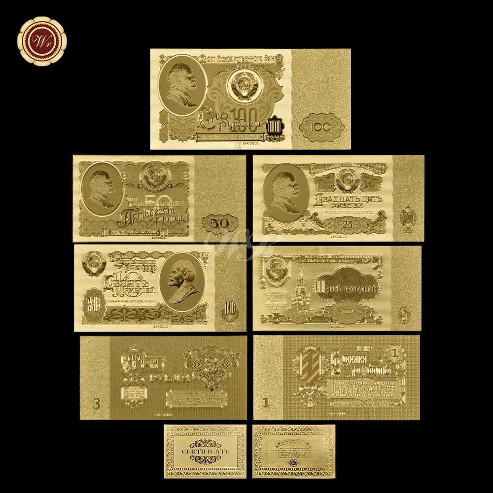 Wholesale Non-currency Collectible Russia Plastic Banknote Bank Note Bills 24k Gold Banknote