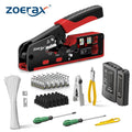 ZoeRax 11-in-1 RJ45 Crimping Tool Kit-Industrial Grade High Carbon Steel CAT7 Support Pass Crimper for Cat5/Cat5e/Cat6/Cat6a