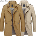 Men's 100% Cotton Full Cotton Trench Jacket Business Casual Blazer with Pocket Decoration Winter Spring Autumn Windbreaker