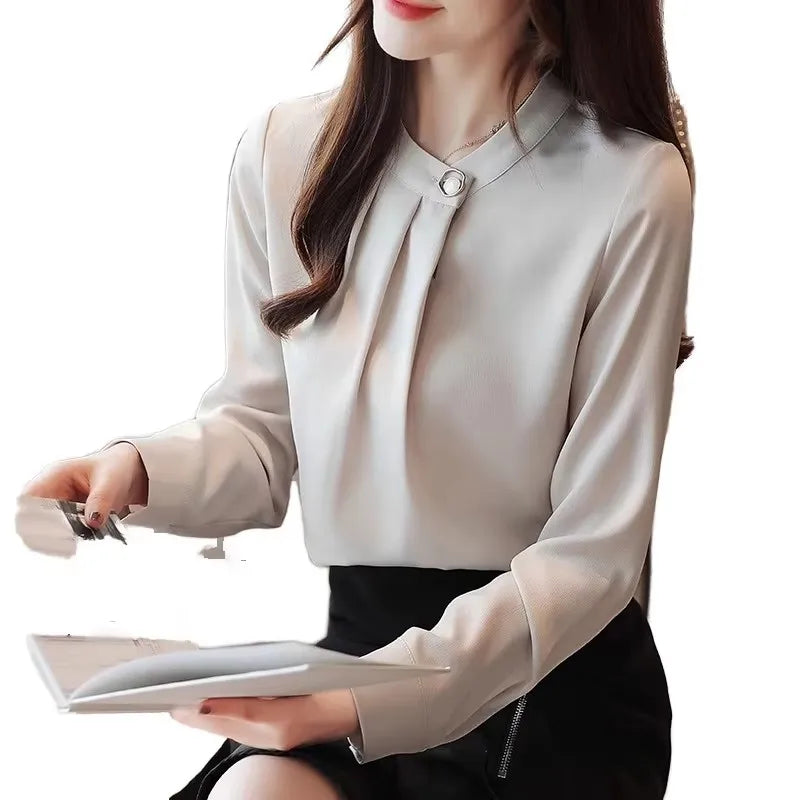 Tops Chiffon Blouse Womens Tops and Blouses Long Sleeve OL Blouse Women Shirts Blusa Feminina Shirt Top Female