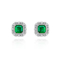 Female Luxury Vintage Emerald Cut Geometric Zircon Inlaid Sterling Silver Stud Earrings for Anniversary Hot Selling
