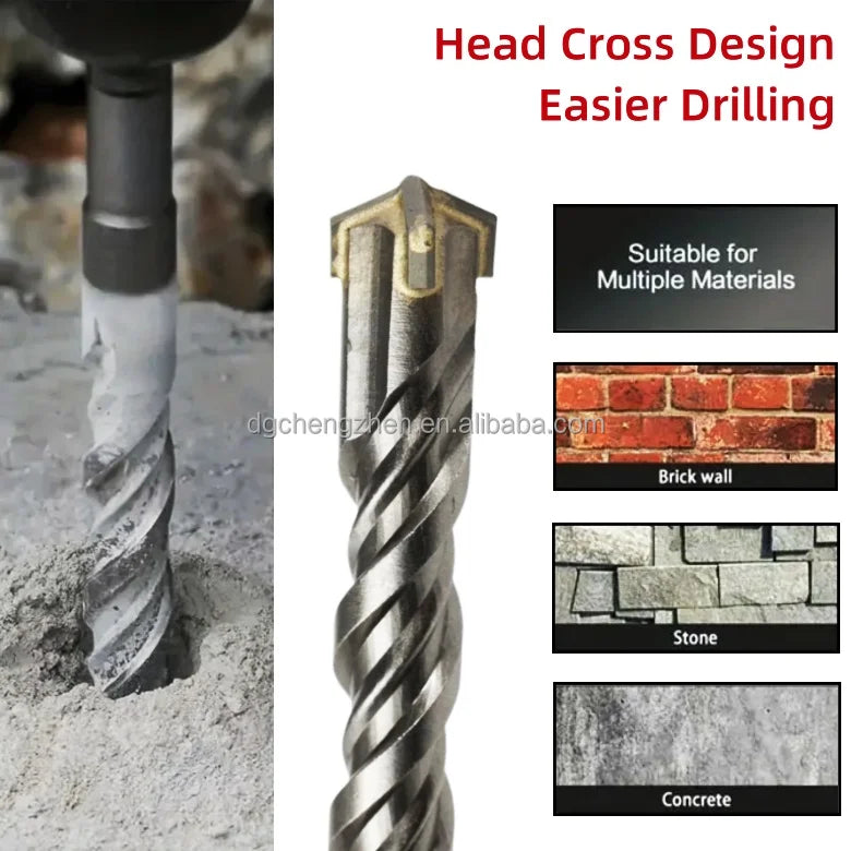 CHAJANE 10mm SDS Plus Hammer Drill Bit - High Precision â‰¤0.005mm YG8C Carbide RoHS Certified Masonry Tool
