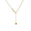 Minimalist Simple Stainless Steel 18K Gold Bead Chain Long Y Shape Lariat Necklace for Women