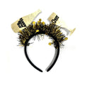 Pafu New Year Eve Party Favors Happy Christmas Tinsel Hair Bands New Year Glitter Wine Bottle Cup Cheer Headband