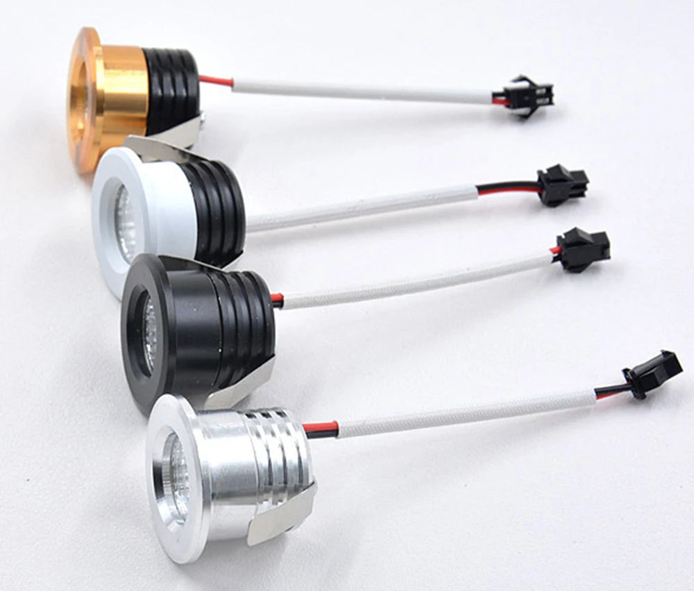 3W COB Recessed Ceiling LED Spotlight Indoor AC85V-265V Aluminum LED Cabinet Light Dia.38mm Cutout 30mm Beam Angle 45degrees