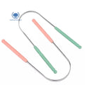 Tongue Scraper U Shape Mini Stainless Steel Plastic Scraper Set Adults Kids Portable Oral Hygienic Home OEM Brand Blue/Pink