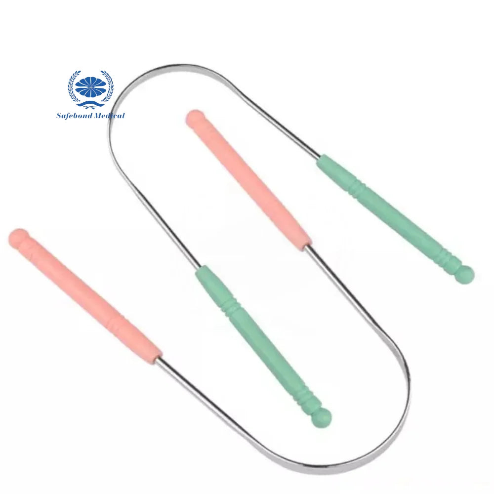 Tongue Scraper U Shape Mini Stainless Steel Plastic Scraper Set Adults Kids Portable Oral Hygienic Home OEM Brand Blue/Pink