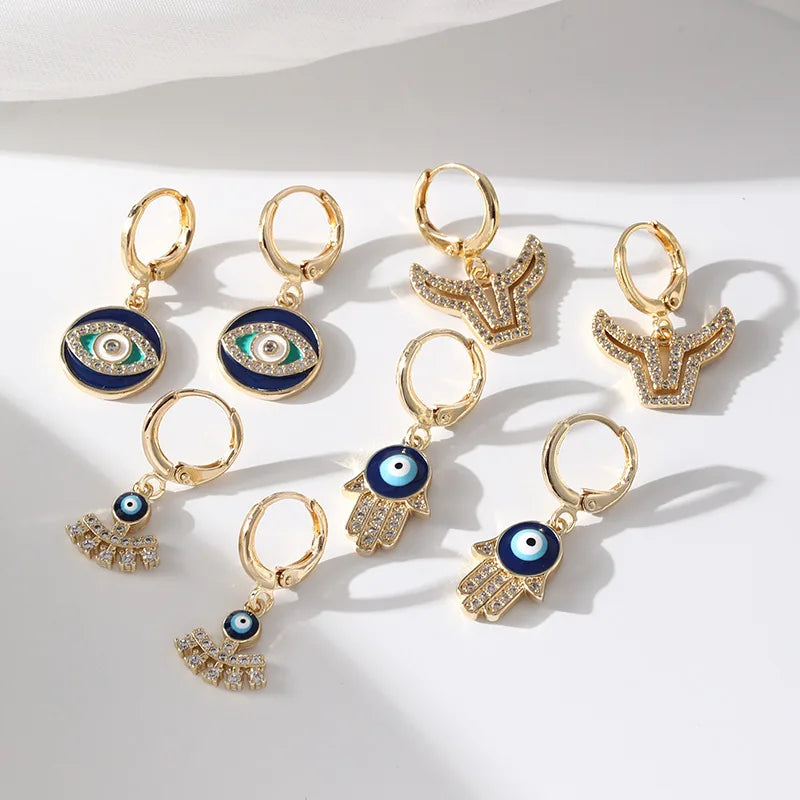 Earrings Female High Sense of French Devil Eye Temperament Net Red Long Ear Buckle